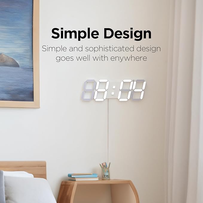 3D LED Clock, Multi-Function LED Clock (Calendar, Alarm, Temperature) (15.3" Big Plus White Wall Clock with Remote Control)